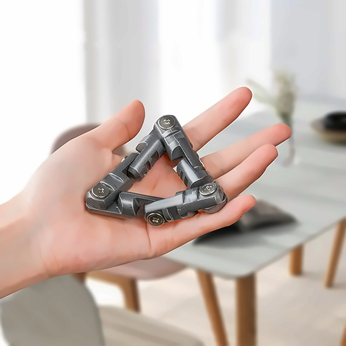 Roller Spinner — metal chain roller fidget for desks, another view