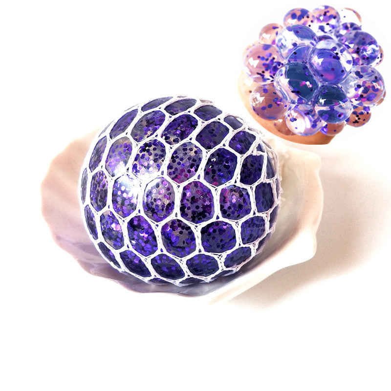 Grape Pop Ball — grape mesh pop squeeze ball, another angle