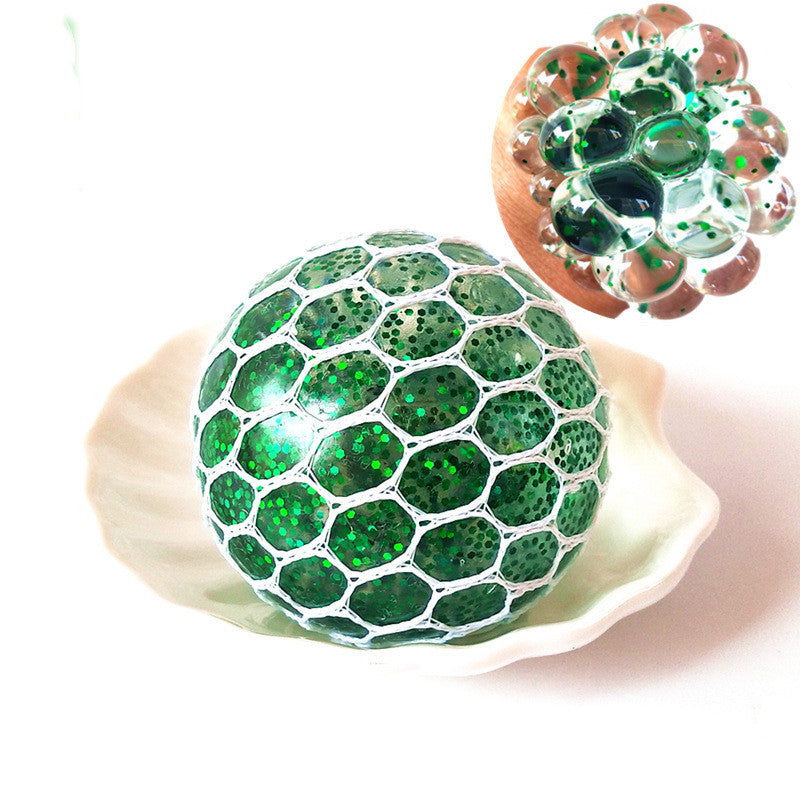 Grape Pop Ball — grape mesh pop squeeze ball, side view