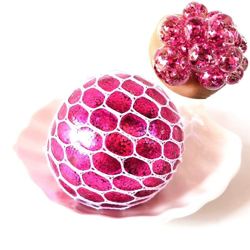 Grape Pop Ball — grape mesh pop squeeze ball, detail view