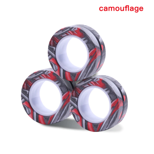 Magnetic Rings — Red Camo magnetic fidget rings, set of 3