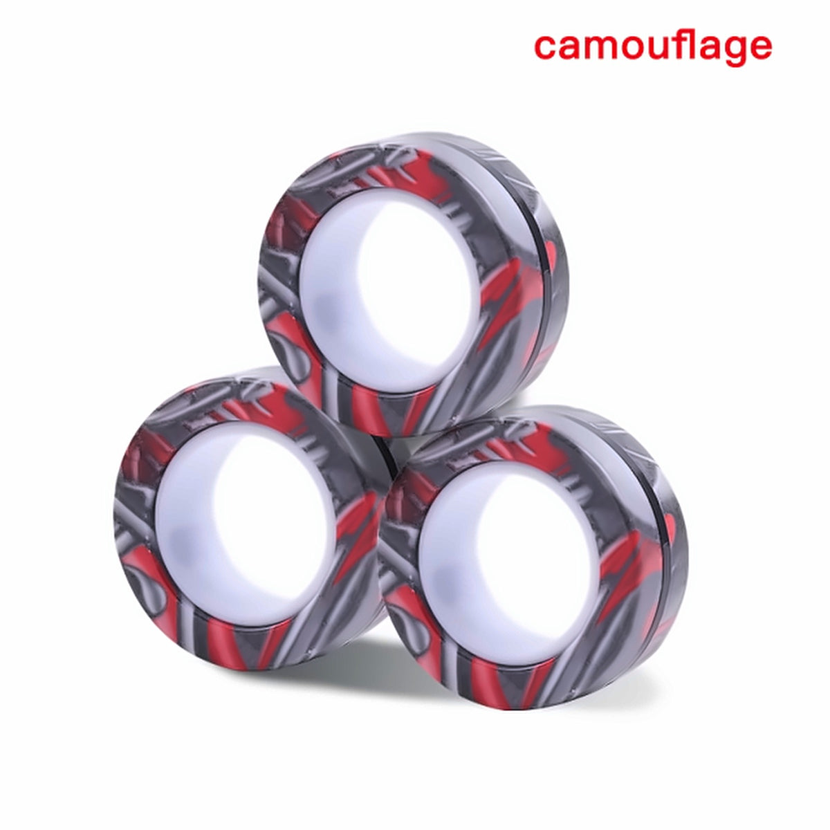 Magnetic Rings — Red Camo magnetic fidget rings, set of 3