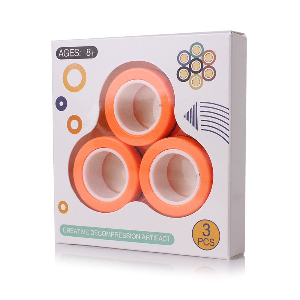 Magnetic Rings 3-pack in retail box — orange magnetic fidget rings