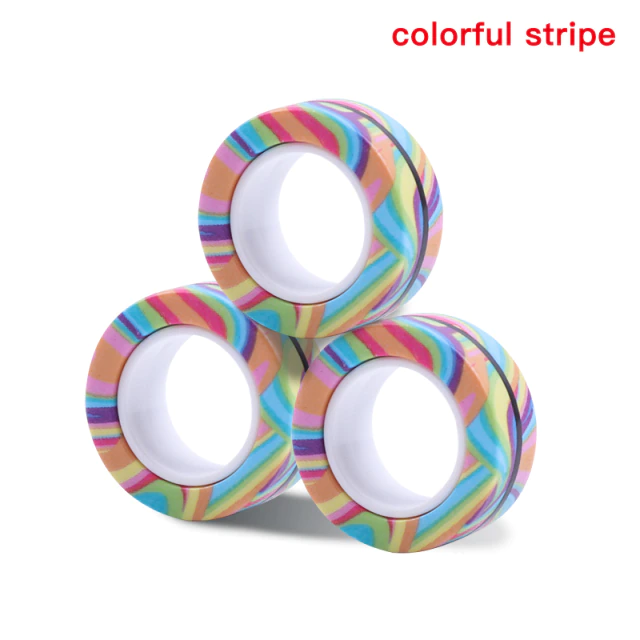 Magnetic Rings — Rainbow Stripes magnetic fidget rings, set of 3