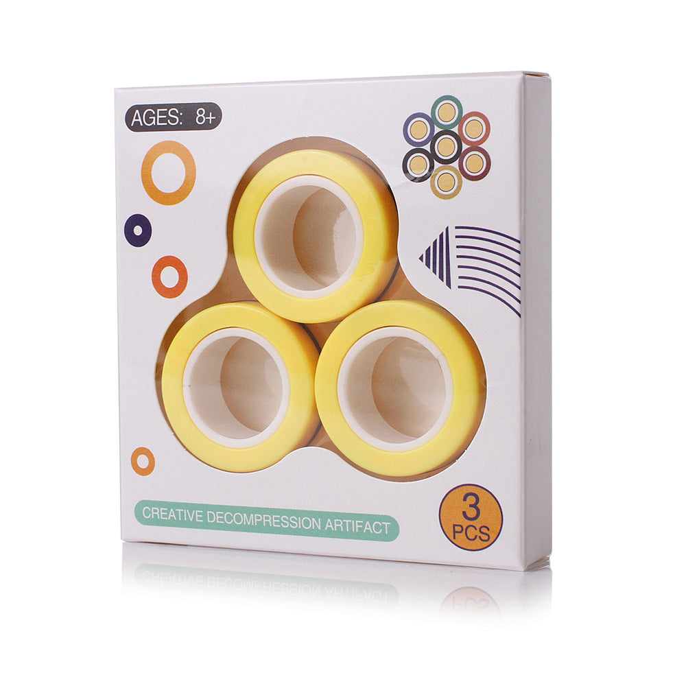 Magnetic Rings 3-pack in retail box — yellow magnetic fidget rings