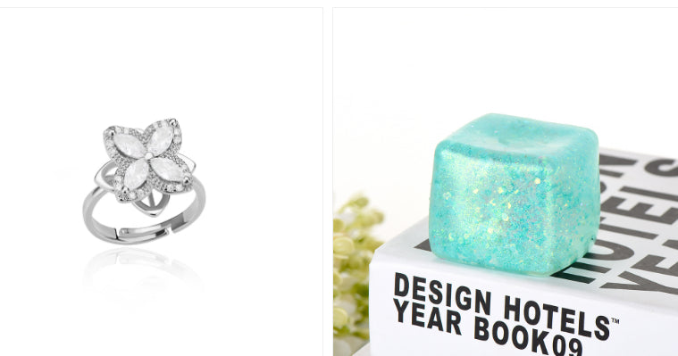Glacier Dough Cube — pastel glitter dough cube with a slow rebound, another close-up