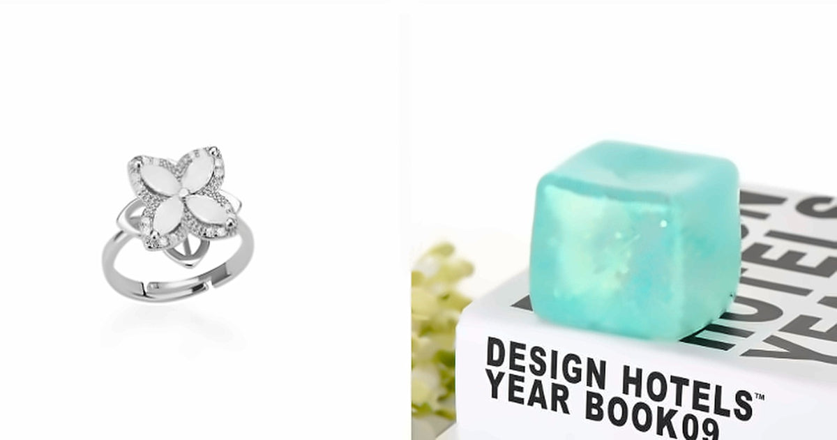 Glacier Dough Cube — pastel glitter dough cube with a slow rebound, another close-up