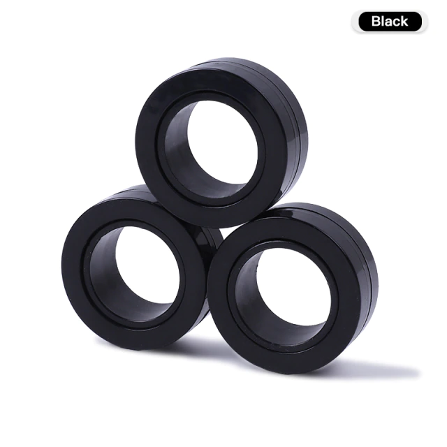 Magnetic Rings — Black magnetic fidget rings, set of 3